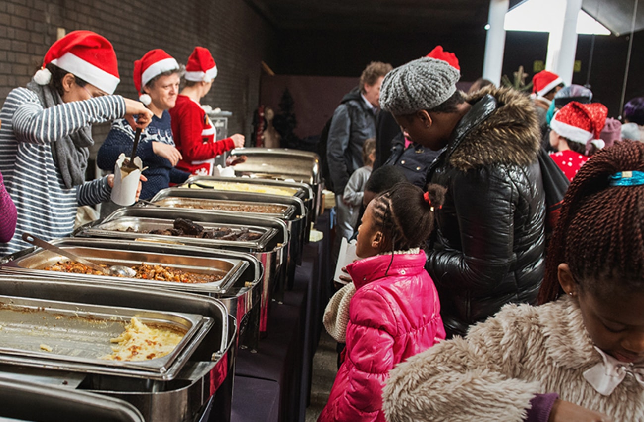 People at foodbank.